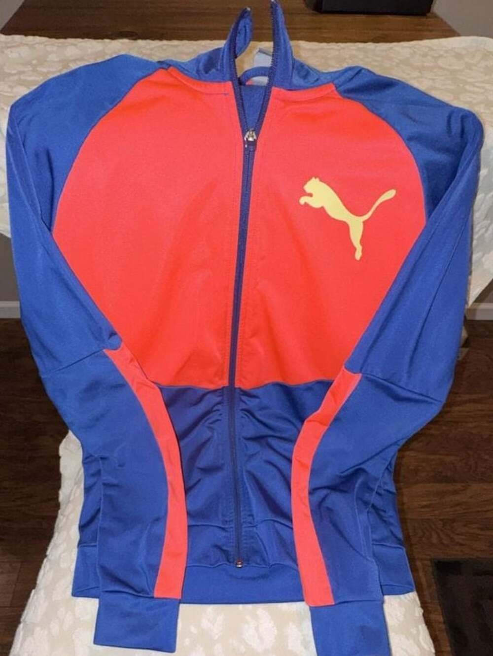 Puma Blue and Red Full Zip Athletic Track Jacket Size Small